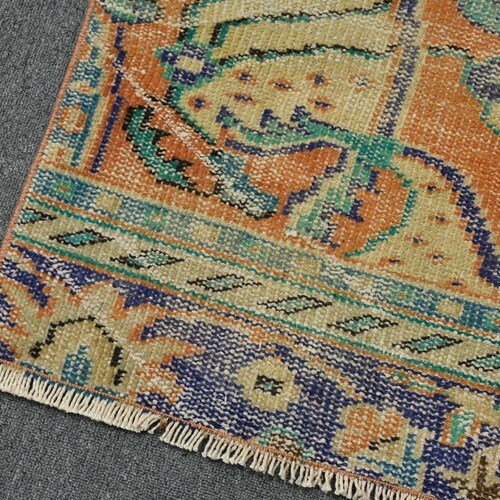 Vintage Rug, Runner Rug, Turkish Rug, Home Decor Rug, shops 43x128 inches Orange Rug, Wool Stair Carpet, Hallway Carpet, 10489