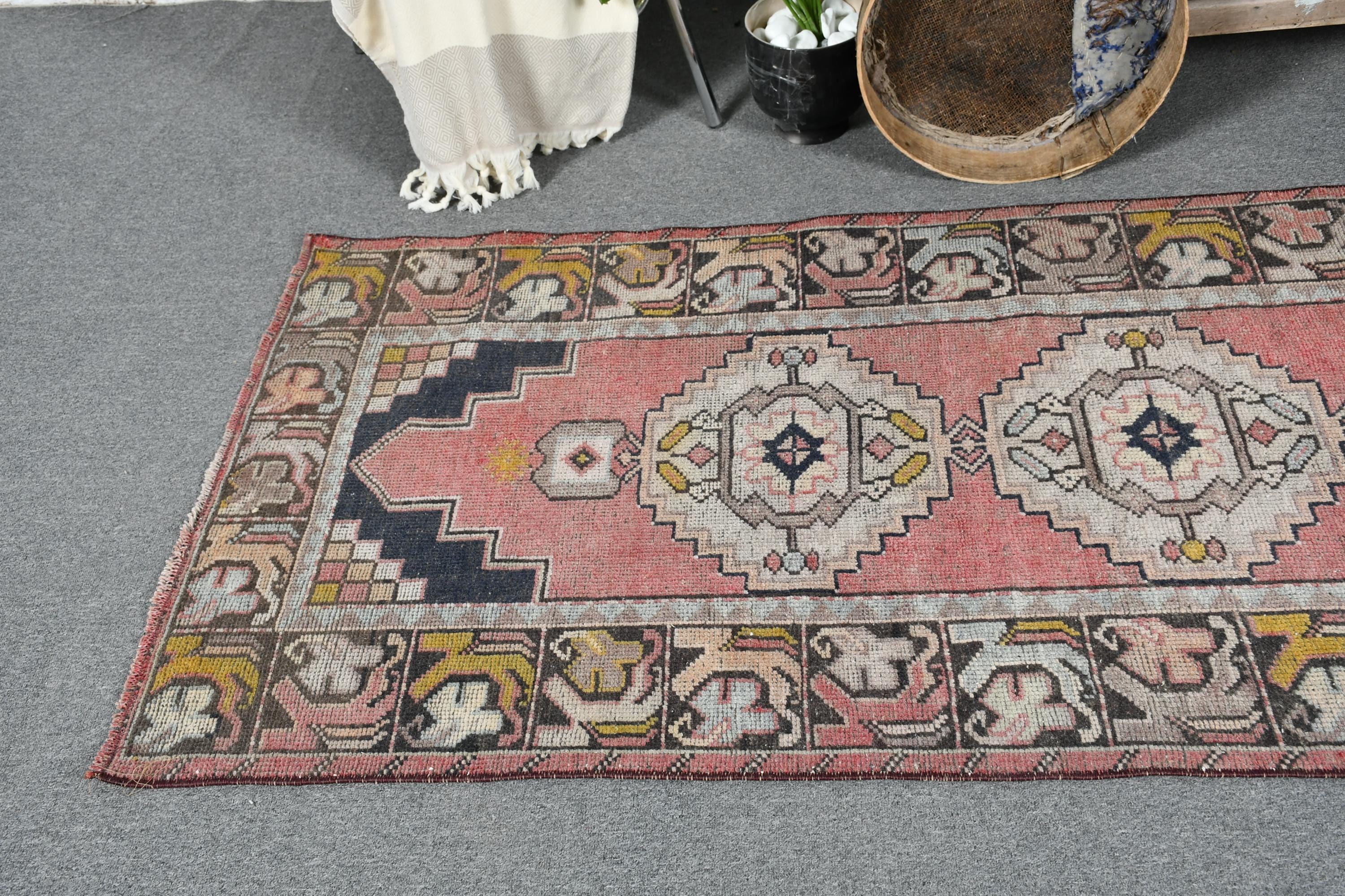 トルコラグ、3x9ランナーラグ、ヴィンテージラグ、装飾ウシャクラグ