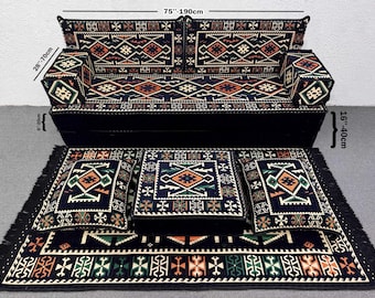 Arabic seating, Moroccan sofa, Modern Sofa, U-shaped sofa, Majlis seating, Floor cushions, Living room floor sofa, Ottoman floor seating,