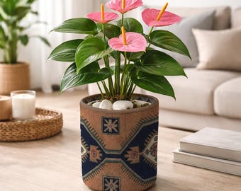 Tribal Pattern Planter, Boho Planter Cover, Modern Planter, Farmhouse Decor, Minimalist Decor, Decorative Basket, Toy Organizer,