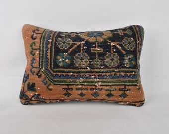 Vintage Kilim Pillow, Antique Pillows, 16x24 Ethnical Kilim Rug Pillow, Vintage Kilim Pillow, Blue Pillow, Bedding Pillow, Patchwork Pillow,