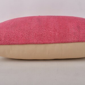 Handmade Kilim Cushion, Vintage Kilim Pillow 16x24 Kilim Cushion Sham, Kilim Pillow Cover, Pink Cushion Case, Rectangular Pillow, Throw Sofa image 5