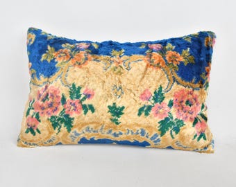 Pillow for Sofa, Kilim Pillow, 12x20 Kilim Pillow Cover, Interior Designer Pillow, Blue Pillow, Rustic Lumbar  Pillow, Mosaic Design Pillow,