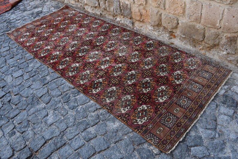 3.7 x9.4 Oushak Rug Geometric Rug Organic Rug,Handmade Rug Turkish Rug Vintage Rugs Runner Rug Purple Rug Turkish Runner Rug SN-3388