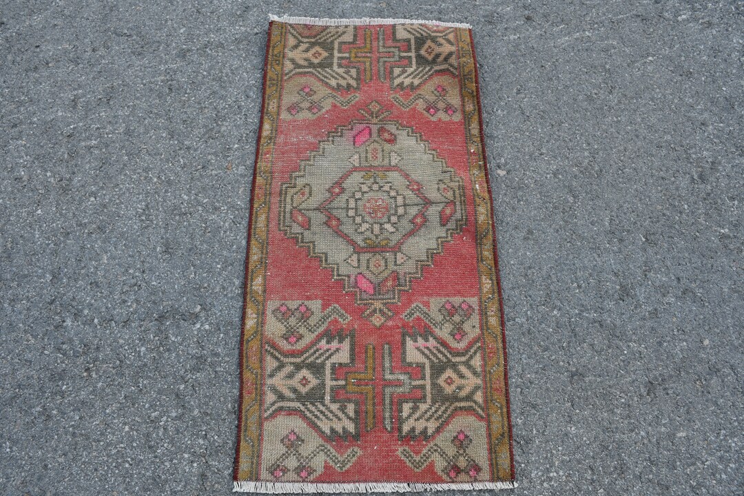 Turkish Bath Rug, 1.5x3.1 Feet, Vintage Rug, Small Rug, Handmade Rug