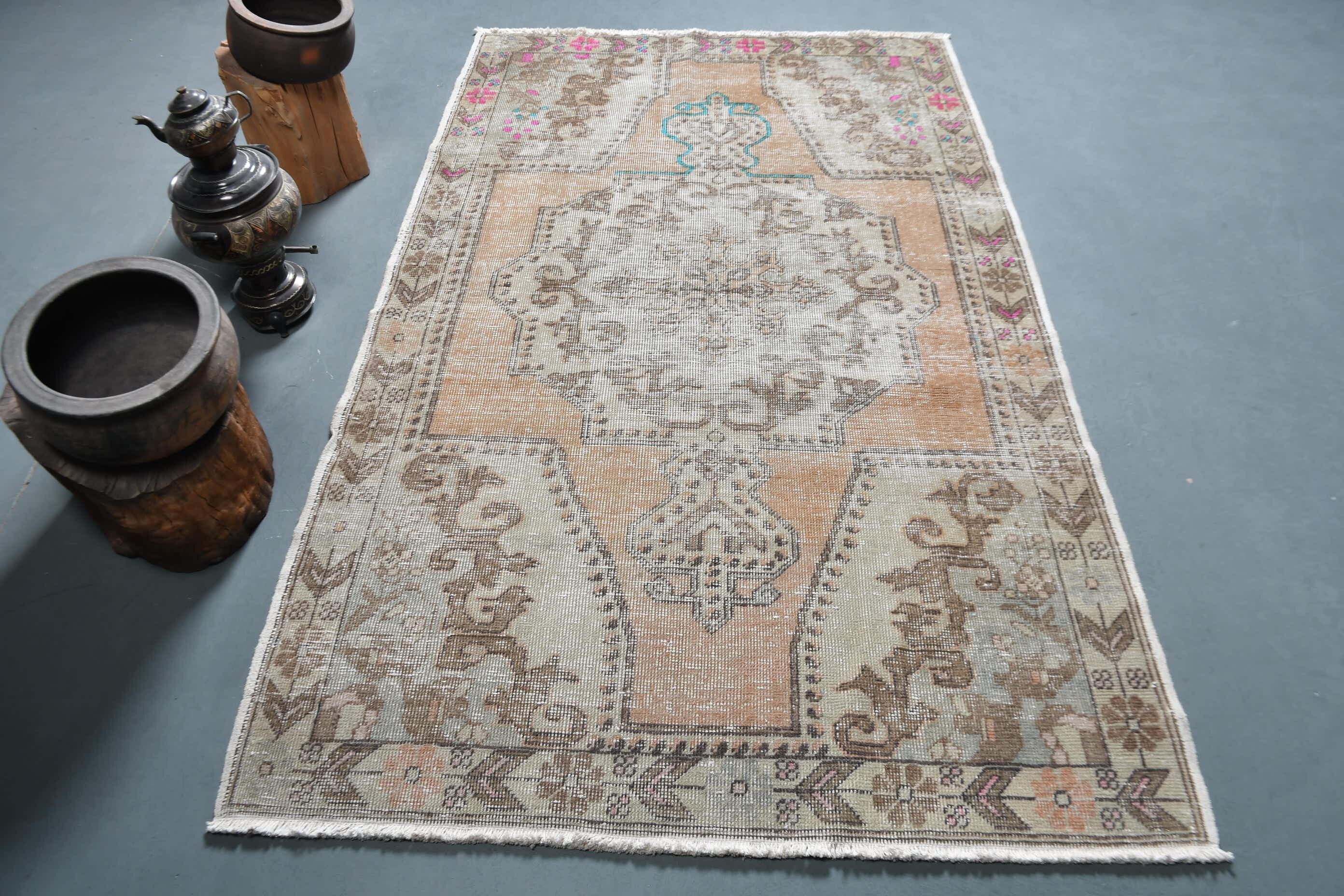 トルコ　ラグ　ランナーラグ　オレンジベージュ　 約81×184 ヴィンテージラグ トルコ ラグ ランナーラグ オレンジベージュ 約81×184