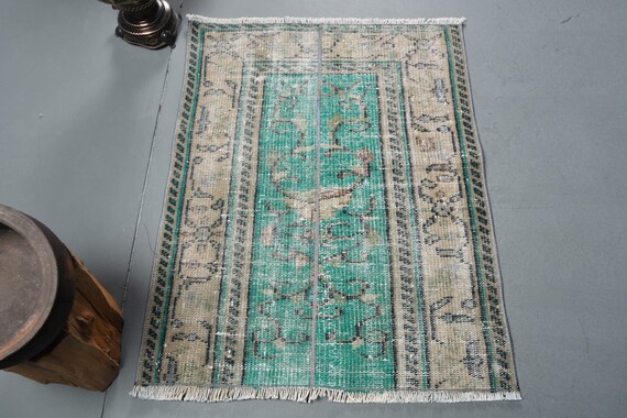 Green Large Rug, Turkish Rug, Vintage Handmade Rug