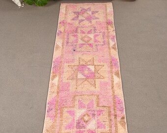 ヴィンテージ トルコ ラグ ランナー 85 x 350 cm、ピンク ボヘミアン