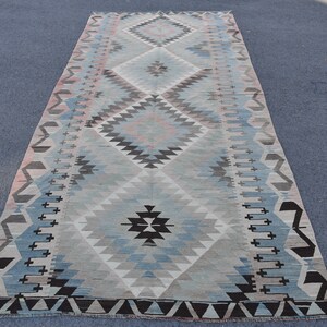 Turkish Kilim, Large Kilim, 5.3x11.8 feet, Aztec Kilim, Vintage Kilim, Antique Kilim, Oushak Kilim, Bohemian Kilim, Geometric Kilim, SN-6785