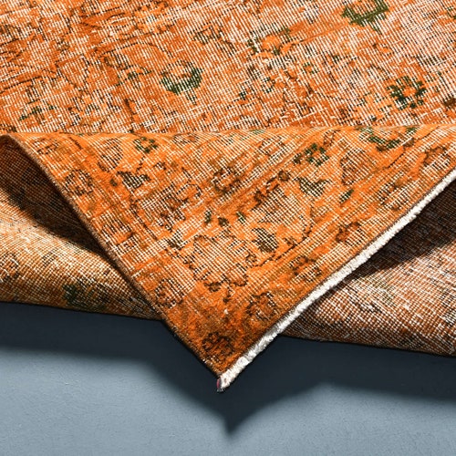 Area Carpet, Turkish Rug, Vintage Rug, Home Decor Carpet, 52x89 inches Orange Carpet, shops Office Rug, Indoor Rugs, Floor Carpet, 9821