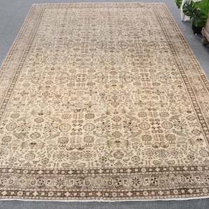 6x9 Large Rug, Vintage Rug, Turkish Rug, Kayseri Rugs, Rugs For Living Room, 6.3x9.2 ft Beige Rug, Luxury Vintage Wool Area Rug, Oushak Rug,