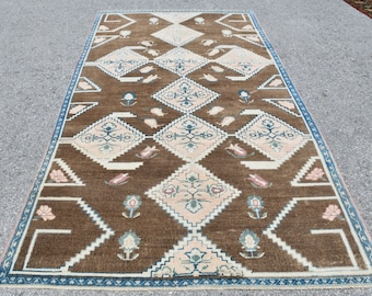 Blue Rug, Turkish Rug, Vintage Rug, 5.2x9.5 feet, Oriental Rug, Anatolian Rug,Area Rug, Salon Rug, Wool Rug, Floor Rug, Handmade SN- 4904