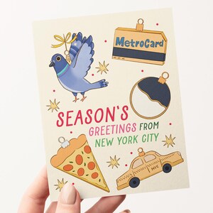 Illustrated New York City Happy Holidays Greeting Card with FSC envelope. Blank Inside
