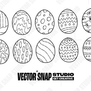 Oeufs de Pâques dessinés à la main, illustration vectorielle - clipart fête - livre de coloriage - ludique - dessin animé - motif - ai eps svg, png