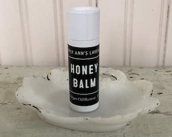 Honey Lip Balm/0.5 ounces/Handmade and Poured/ Made with Beeswax,Raw Honey,Argan Oil/Use on Lips and Skin/Recyclable Kraft Paperboard Tube