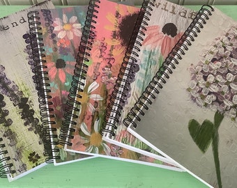 Spiral Notebook/Soft Cover Journal/80 pages/Lined paper/Cover is print of flower hand painting