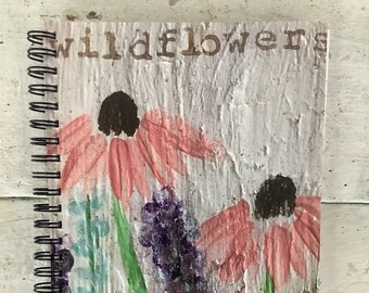 Spiral Notebook/Soft Cover Journal/80 pages/Lined paper/Cover is print of Wildflowers hand painting