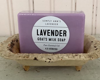 Lavender Essential Oil Bar Soap/Goat’s Milk/Handmade/4.5 ounces/Floral Soap/Body Soap/Light Purple color/Recyclable Shrink Wrap and Label
