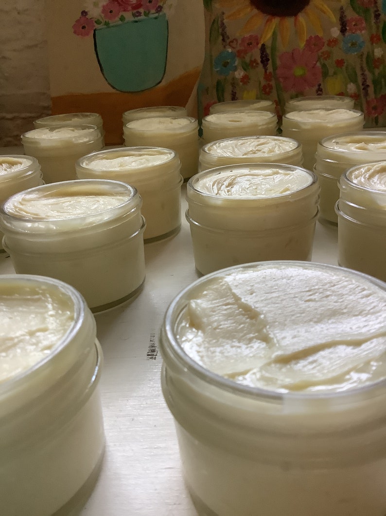 Honey Body Butter/3 ounces/Made with Beeswax, Raw Honey, Argan Oil, Unrefined Shea Butter/Moisturizing/Recyclable Glass Jar and Lid image 6