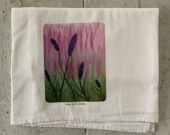 White Cotton Flour Sack Towel/Tea Towels/Dish Towel/Kitchen Towel/28 by 29 inch/Logo image is from a original painting