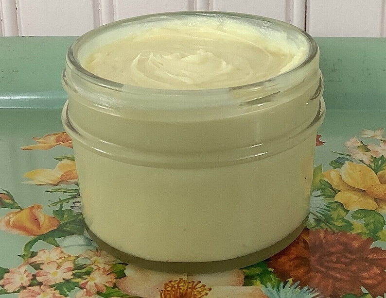 Honey Body Butter/3 ounces/Made with Beeswax, Raw Honey, Argan Oil, Unrefined Shea Butter/Moisturizing/Recyclable Glass Jar and Lid image 1