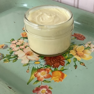 Honey Body Butter/3 ounces/Made with Beeswax, Raw Honey, Argan Oil, Unrefined Shea Butter/Moisturizing/Recyclable Glass Jar and Lid image 4