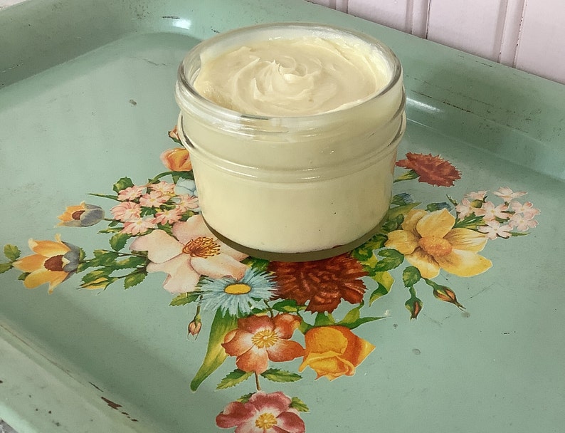 Honey Body Butter/3 ounces/Made with Beeswax, Raw Honey, Argan Oil, Unrefined Shea Butter/Moisturizing/Recyclable Glass Jar and Lid image 4