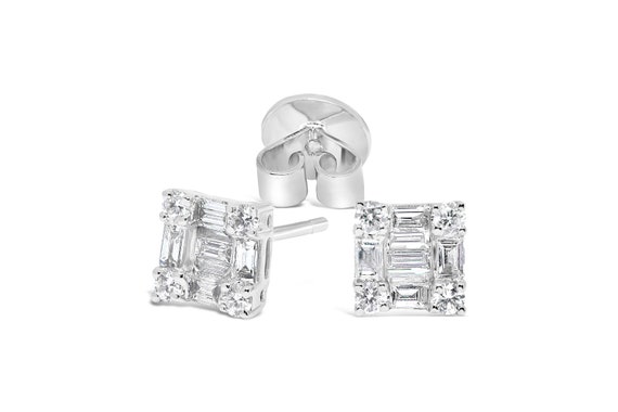 baguette earring studs