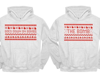 Sudadera navideña fea para parejas EOD Bomb Squad Holiday