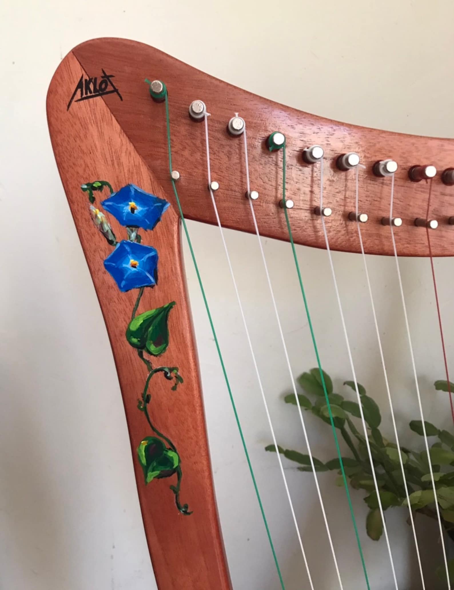 Handdecorated Celtic irish Harp 15 String Heavenly Blue Etsy