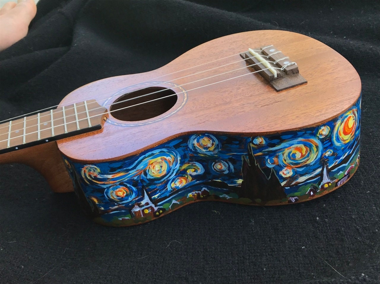 Starry Night Design Ukulele Hand Painted Around Sides Etsy Denmark