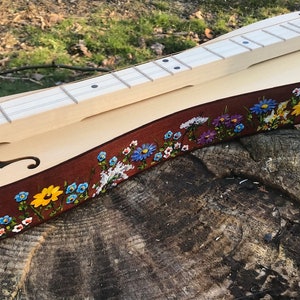 Hand-decorated Mountain Dulcimer, Hora brand - Appalachian Meadow design
