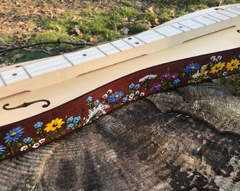 Hand-decorated Mountain Dulcimer, Hora brand - Appalachian Meadow design