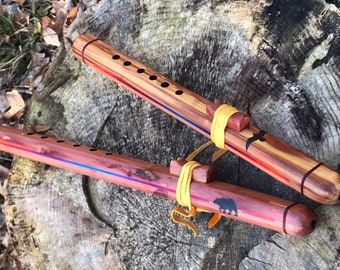 Native-American Style Cedar Flute - Sunrise design