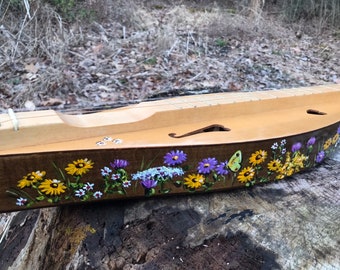 Hand-decorated Mountain Dulcimer- Appalachian Meadow design