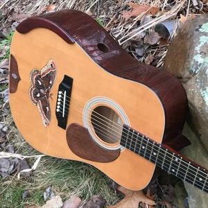 Hand-painted dreadnaught guitar: Cecropia Moth design