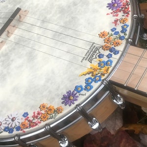 Open-back 5-string Banjo: Wildflower Meadow design image 7