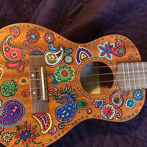 Ukulele, hand-painted Paisley Pop design all sizes image 1