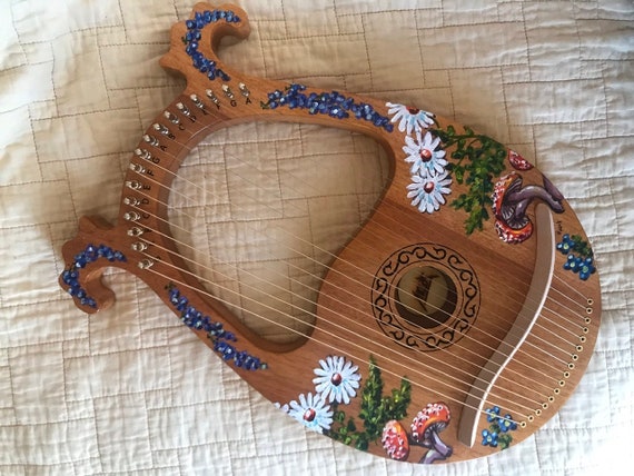 Hand-decorated Lyre Harp  16-string Mushroom and Flower - Etsy