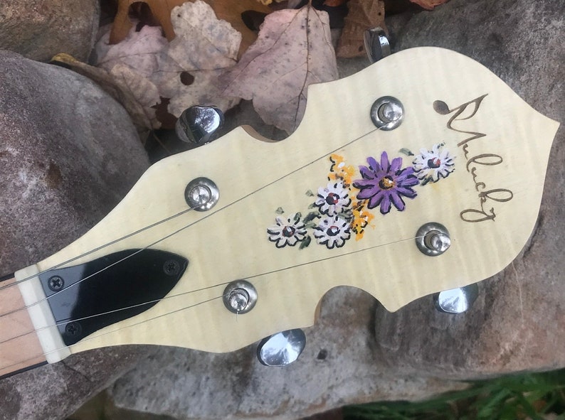 Open-back 5-string Banjo: Wildflower Meadow design image 4