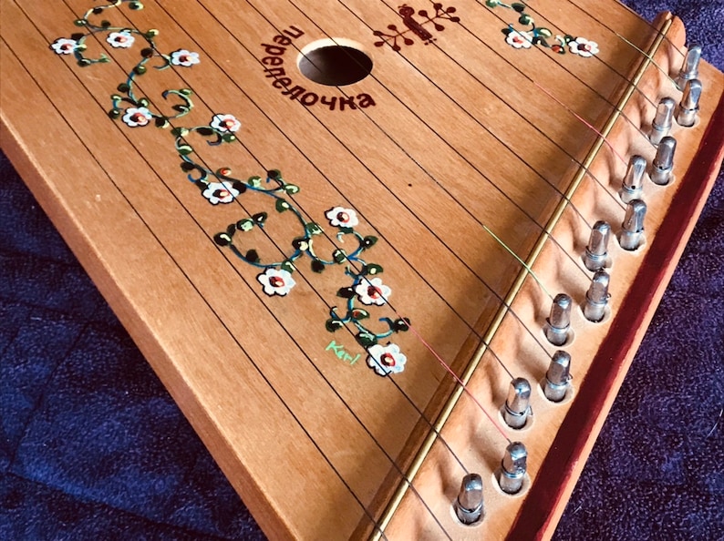 Handpainted Lap Harp zither 15string Daisy Vine Design Etsy