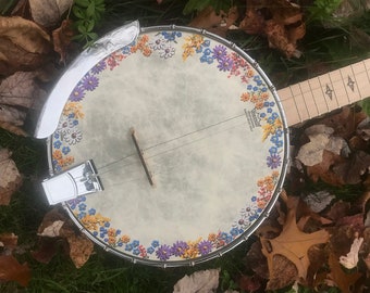 Open-back 5-string Banjo: Wildflower Meadow design