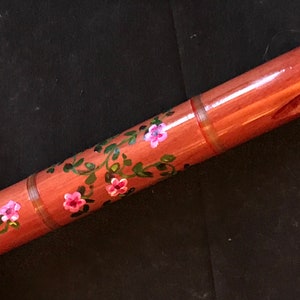 Andean Wood Quena Flute - Tropical Vine design