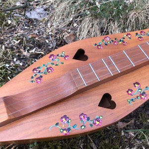 Hand-decorated Vintage Mountain Dulcimer- Rose Vine design