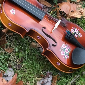 Custom-painted violin or viola: Cherry Blossom design