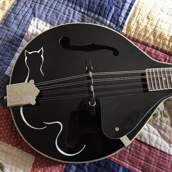 Hand-painted mandolin: CATtitude design