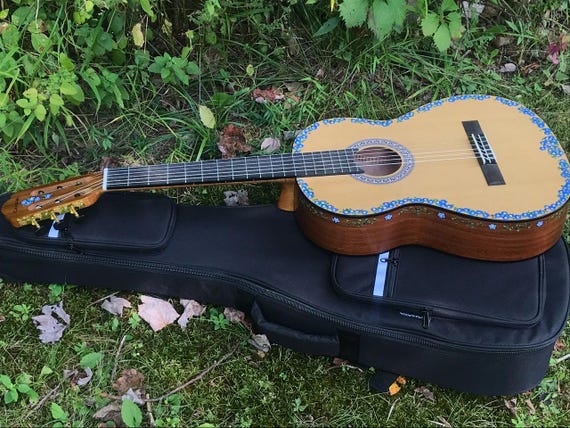 Hand-painted Full-size Classical Guitar: Forget-me-not Design - Etsy