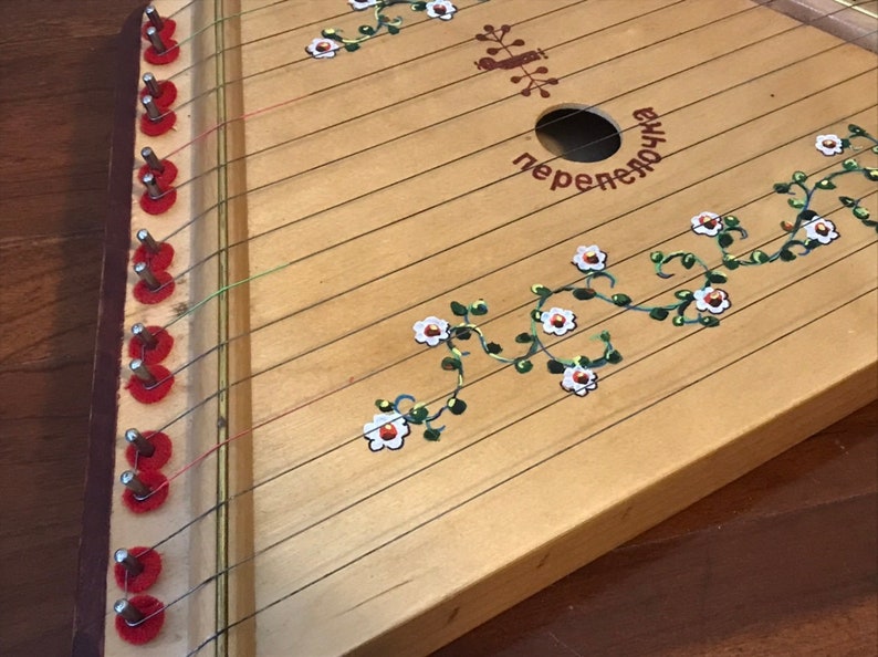 Handpainted Lap Harp zither 15string Daisy Vine Design Etsy
