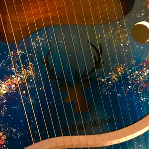 Hand-decorated Lyre Harp 16-string, Cosmic Sky design image 2