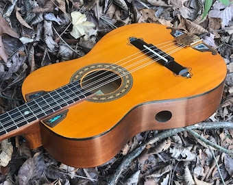 Octave Mandolin/Irish Bouzouki Hybrid - 1/2 size Guitar Walnut and Two/tone Abalone Design